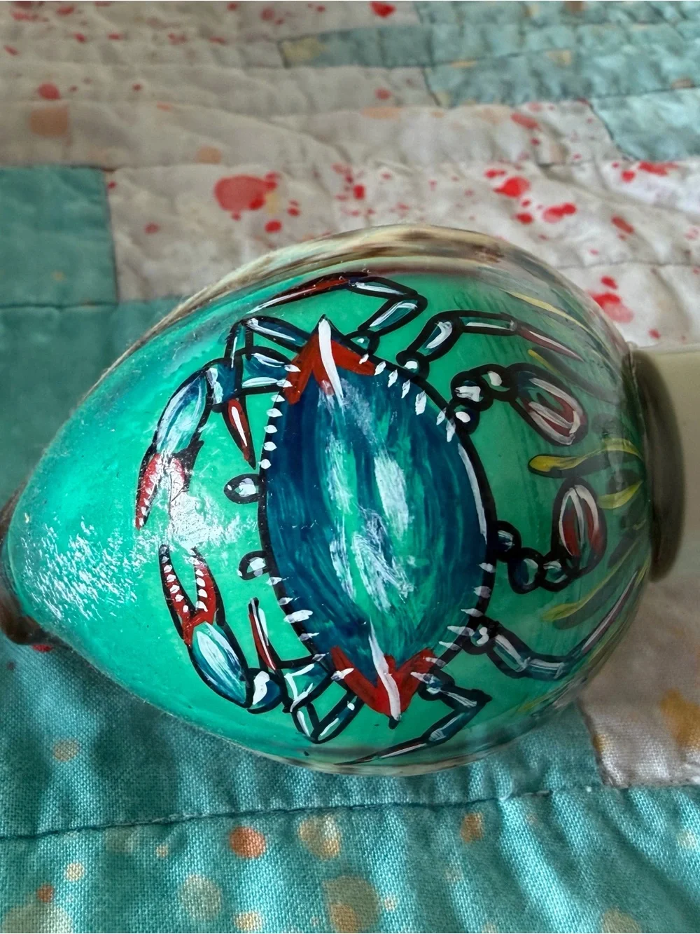 Hand-Painted Green Crab Shell Night Light